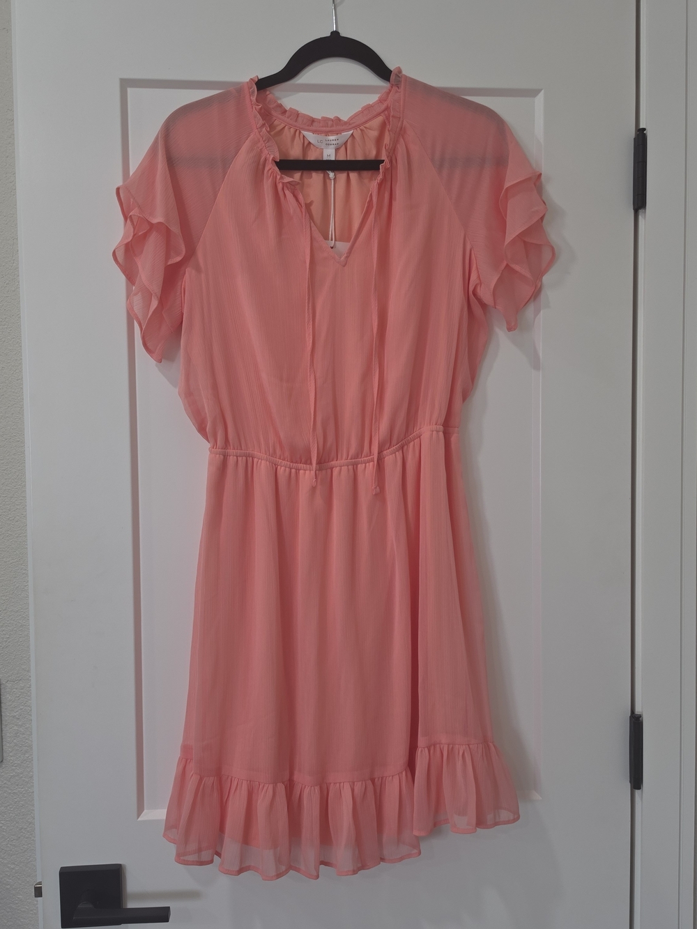 LC Lauren Conrad Coral Tie-Front Ruffle Mini Dress